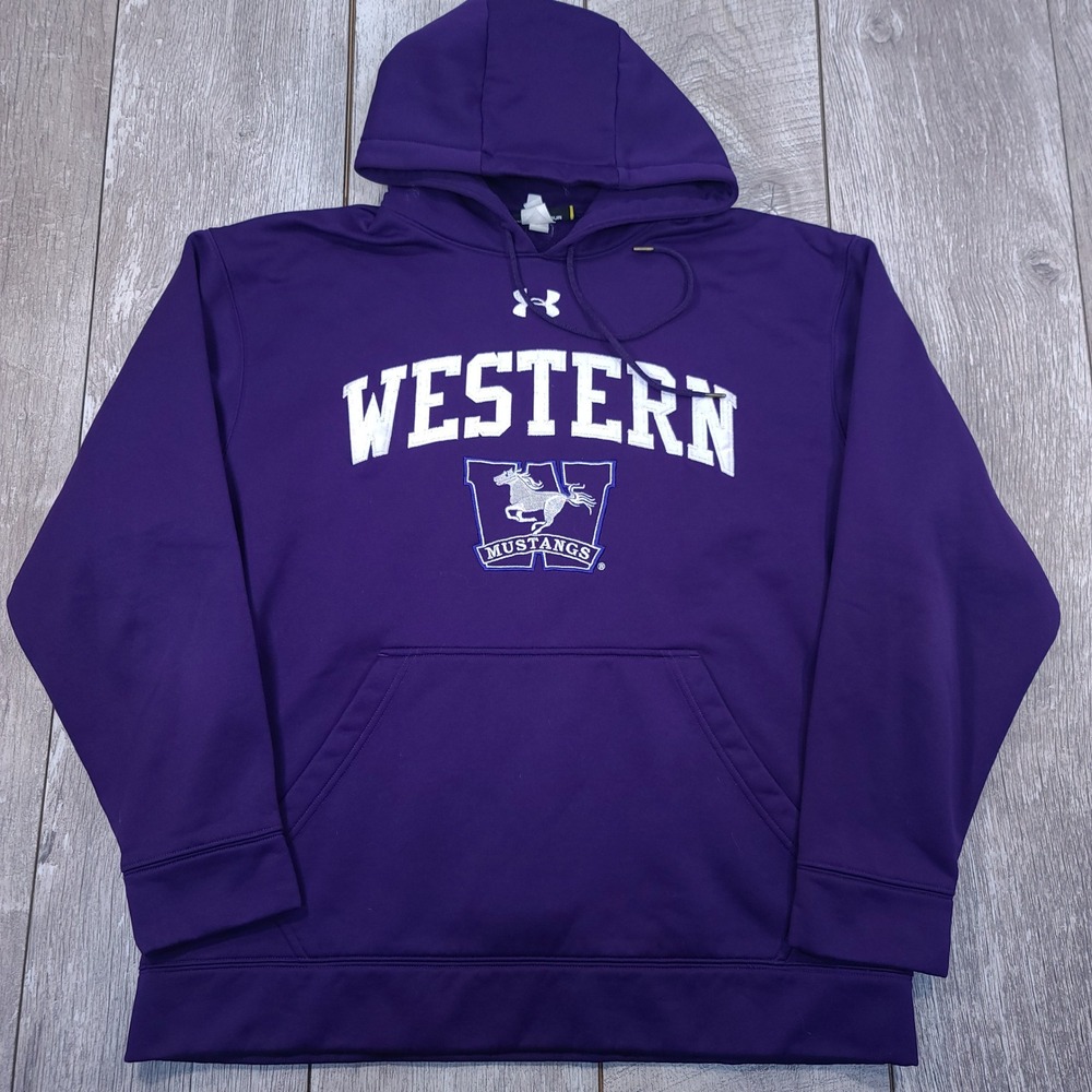 Under Armour Hoodie Mens Medium Purple Western Mustangs Collegiate Sweatshirt